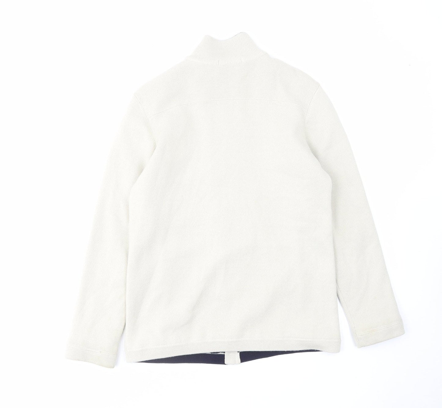 Marks and Spencer Womens Beige High Neck Acrylic Full Zip Jumper Size 14