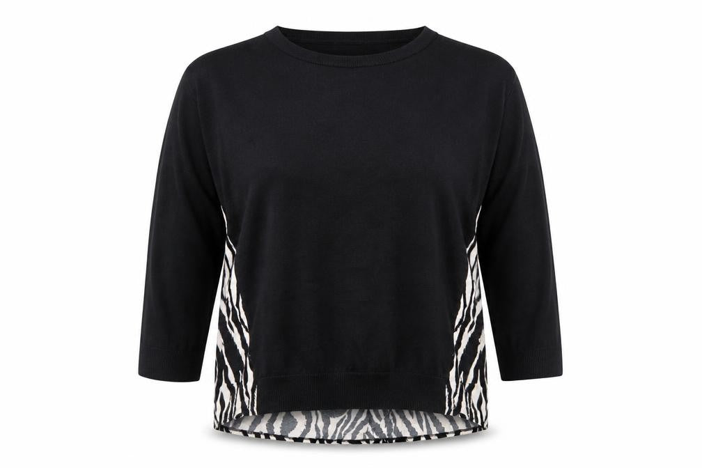 Wallis Womens Black Round Neck Animal Print Acrylic Pullover Jumper Size M - Zebra Print