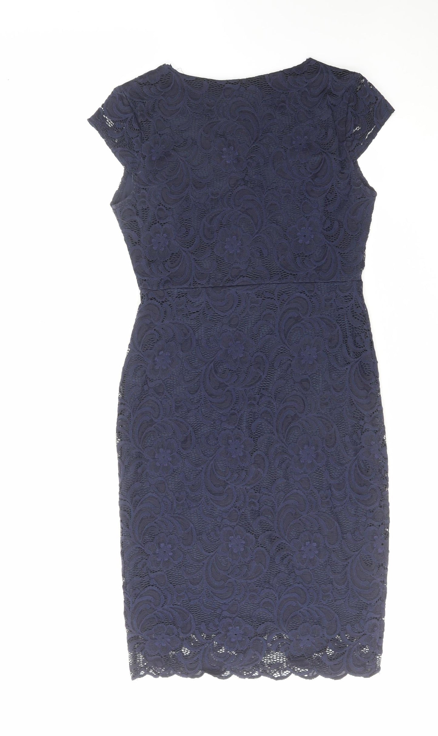 Lipsy Womens Blue Polyamide Shift Size 10 V-Neck Zip