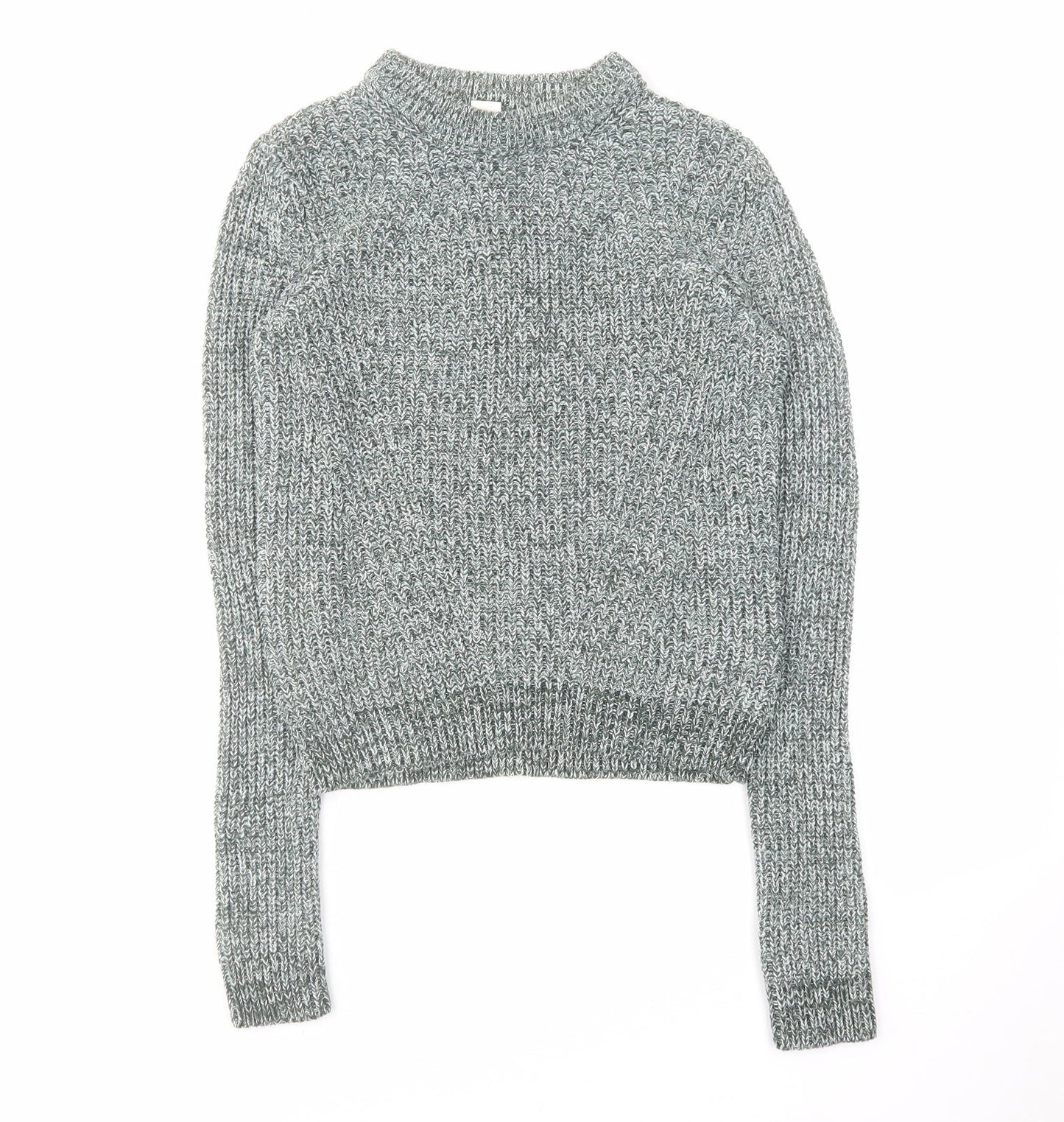 H&M Womens Green Round Neck Acrylic Pullover Jumper Size XS