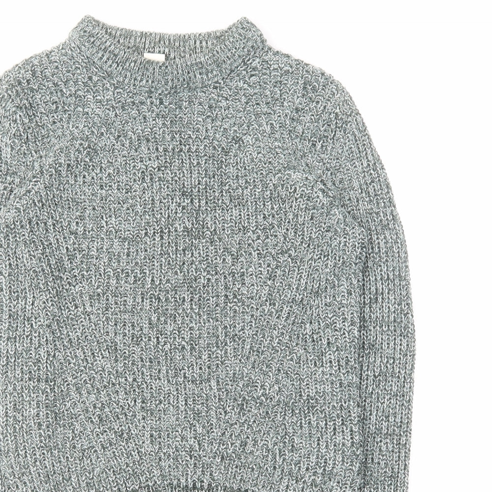 H&M Womens Green Round Neck Acrylic Pullover Jumper Size XS