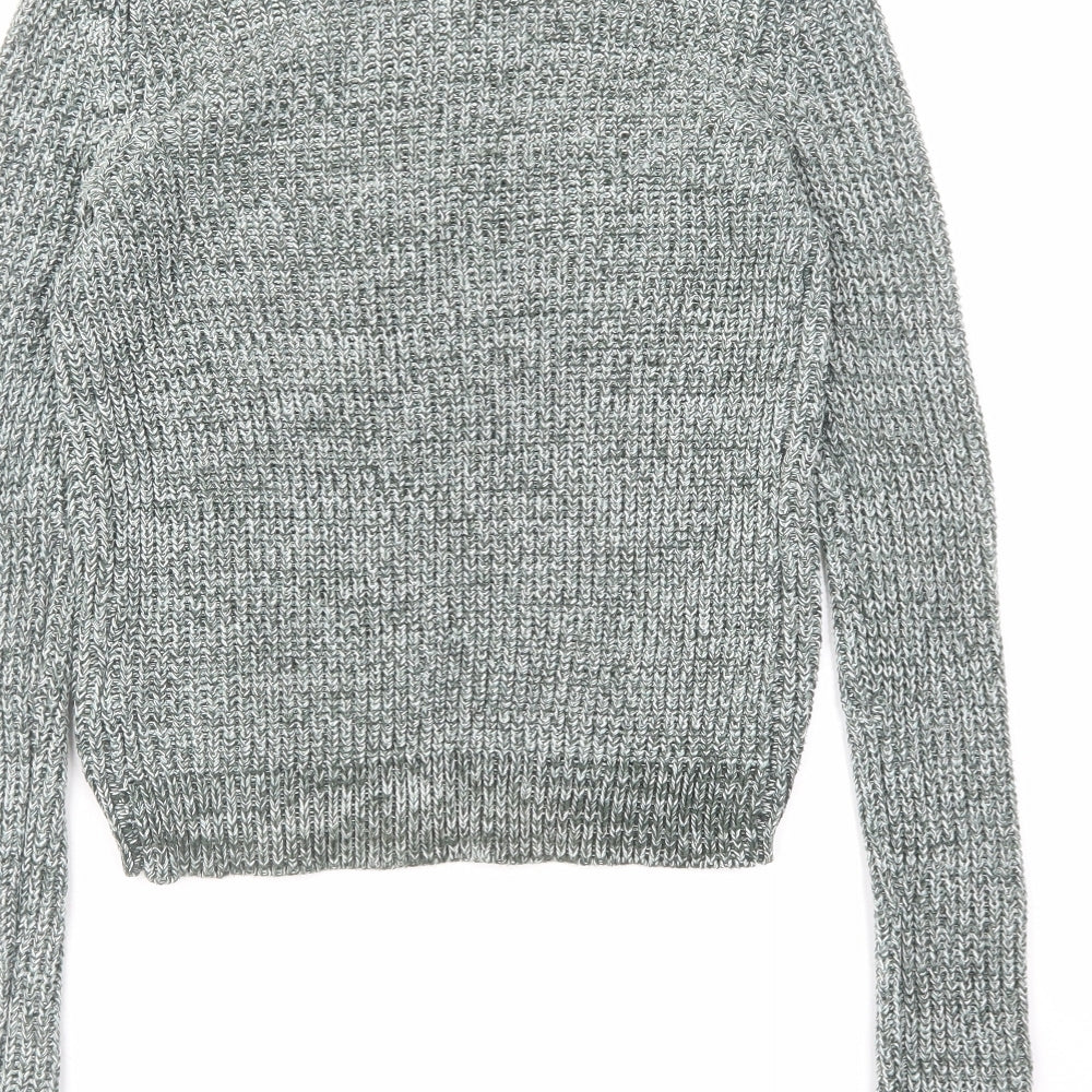 H&M Womens Green Round Neck Acrylic Pullover Jumper Size XS