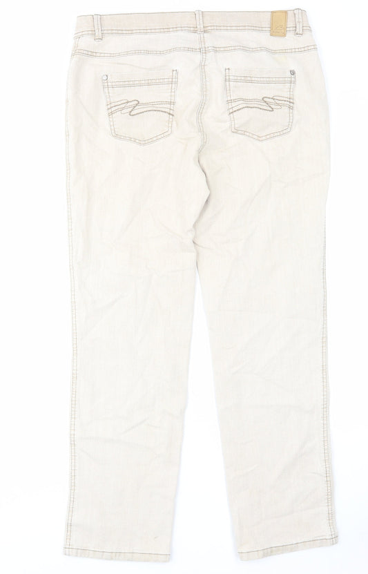 Bonita Womens Beige Cotton Straight Jeans Size 14 L29 in Regular Zip