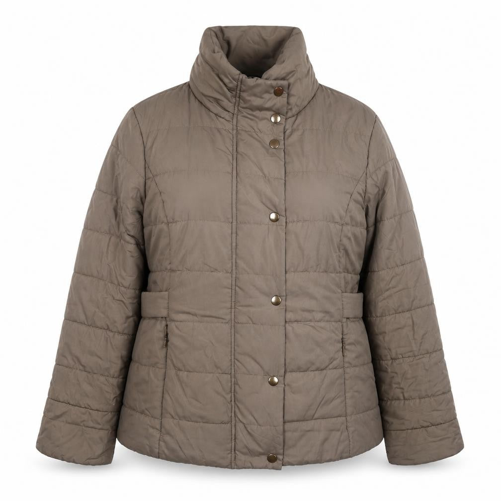 EWM Womens Brown Quilted Jacket Size 14 Zip