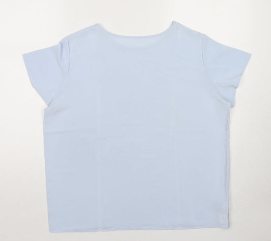 St Michael Womens Blue Polyester Basic T-Shirt Size 16 Round Neck