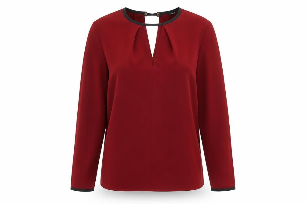 Warehouse Womens Red Polyester Basic Blouse Size 10 Round Neck