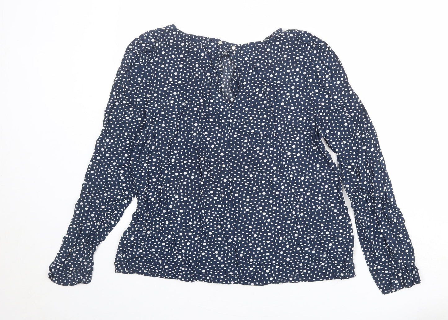 La Redoute Womens Blue Polka Dot Polyester Basic Blouse Size 12 Boat Neck