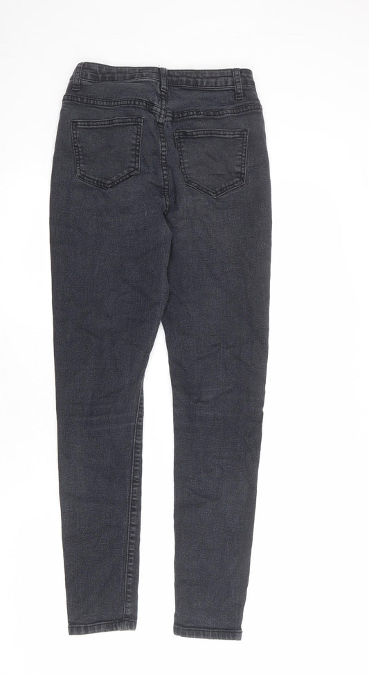 Boohoo Womens Grey Cotton Skinny Jeans Size 6 L28 in Regular Zip