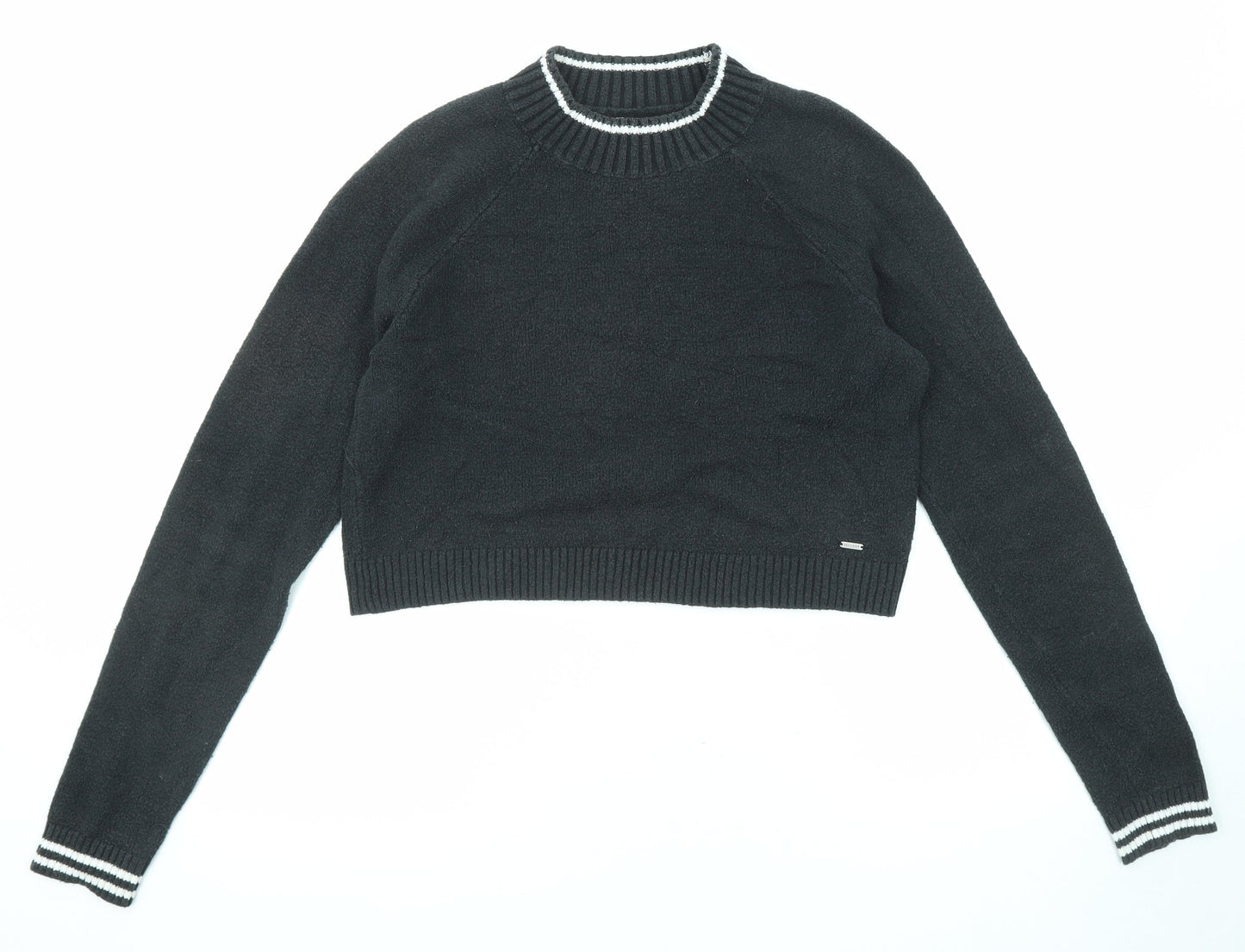 Hollister Womens Black Mock Neck Cotton Pullover Jumper Size S