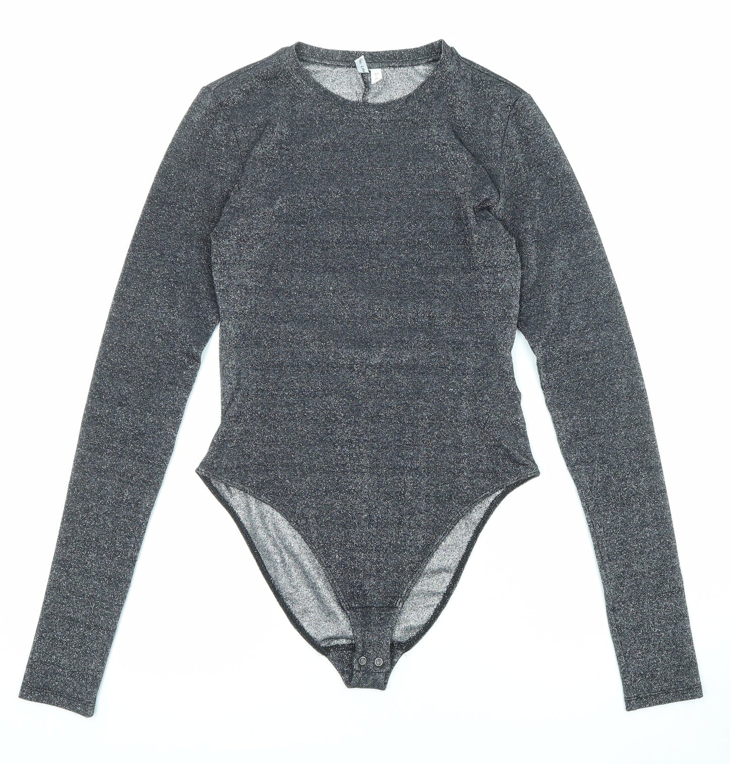 & Other Stories Womens Black Viscose Bodysuit One-Piece Size 10 Snap