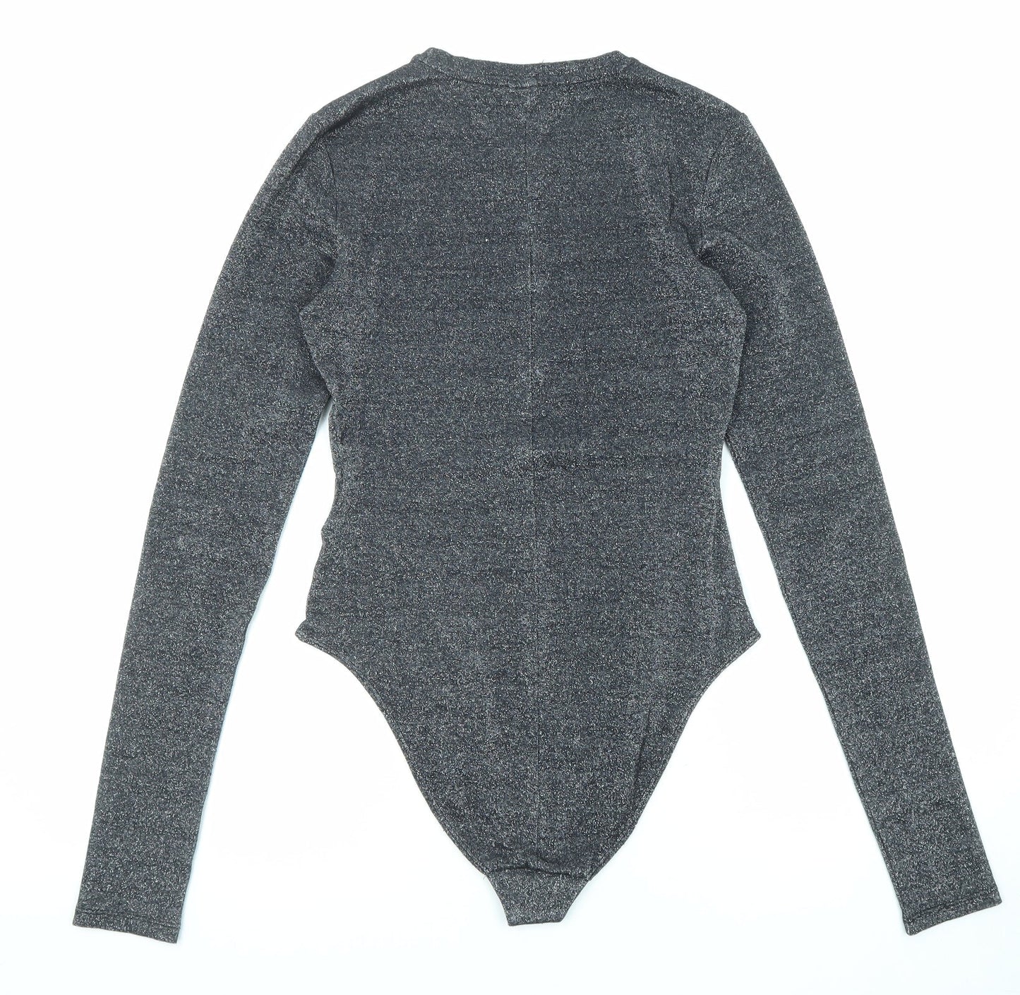 & Other Stories Womens Black Viscose Bodysuit One-Piece Size 10 Snap