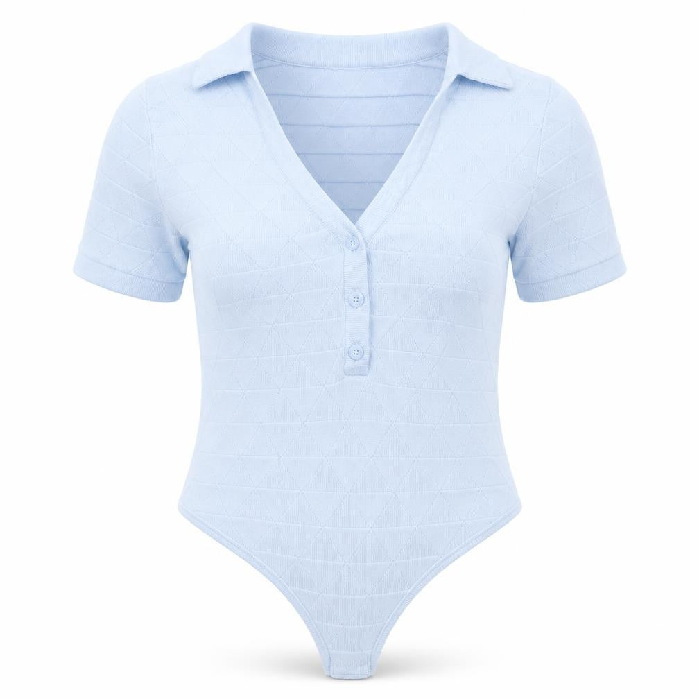 PRETTYLITTLETHING Womens Blue Viscose Bodysuit One-Piece Size L Snap