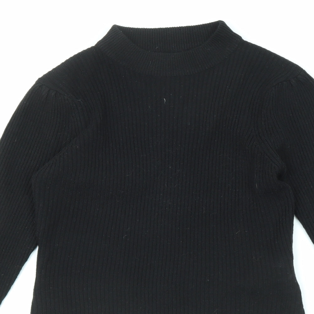 Brave Soul Womens Black Mock Neck Acrylic Pullover Jumper Size M