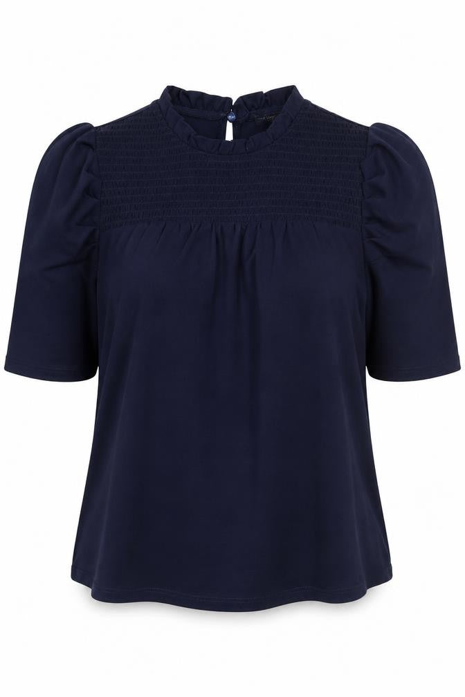 Adrianna Papell Womens Blue Polyester Basic Blouse Size S Round Neck