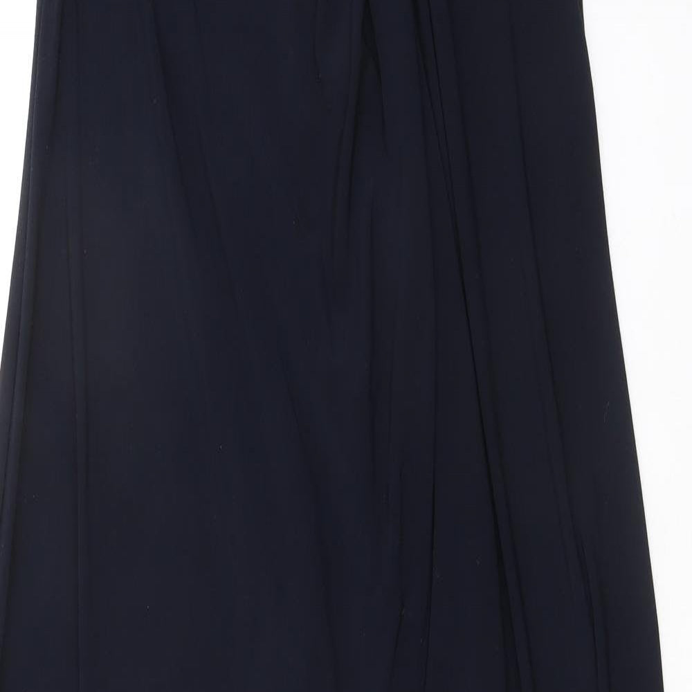 Phase Eight Womens Blue Polyester A-Line Size 10 Round Neck Button
