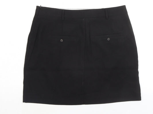 Topshop Womens Black Polyester A-Line Skirt Size 12 Zip
