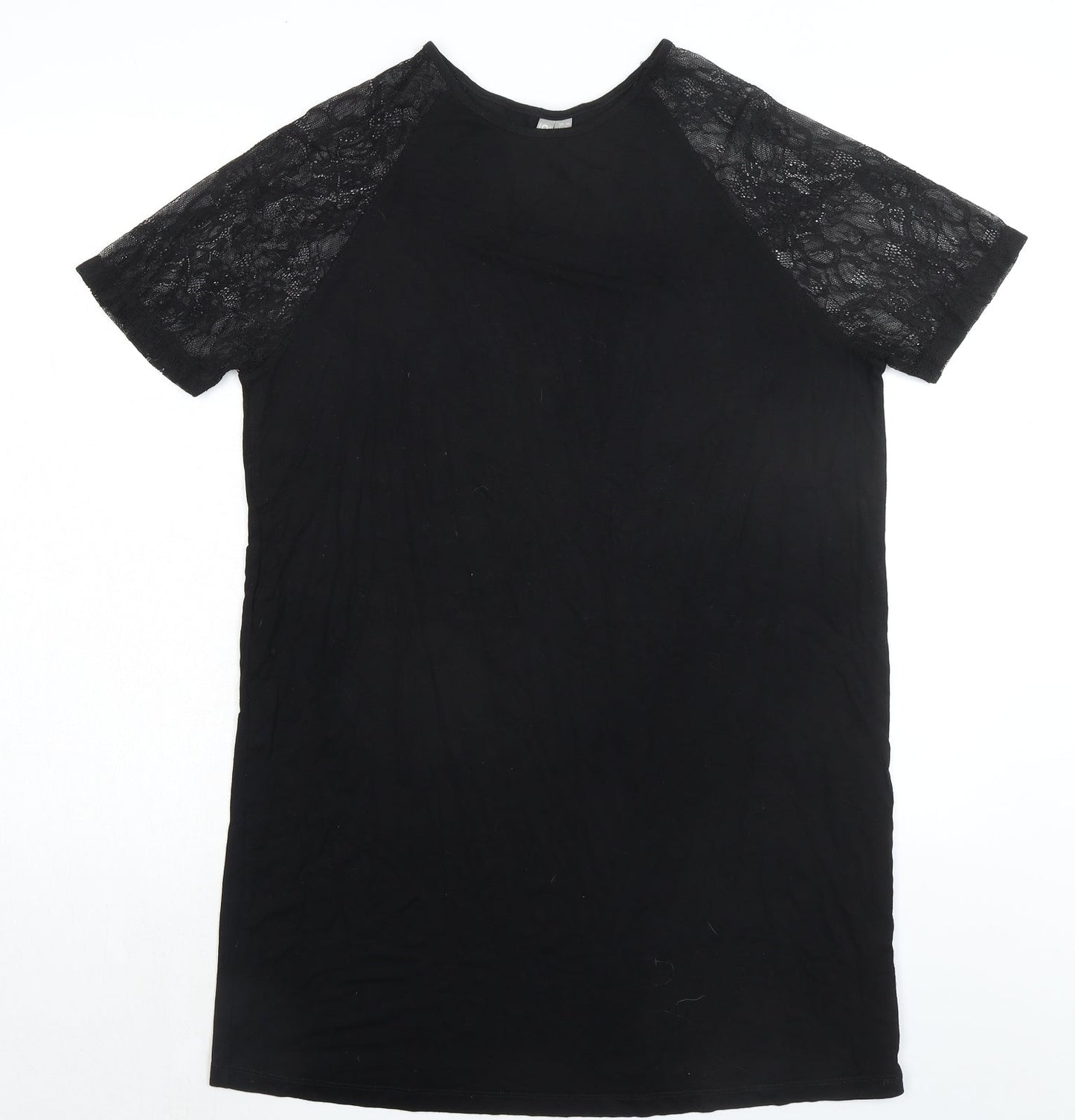 ASOS Womens Black Viscose T-Shirt Dress Size 10 Round Neck Pullover