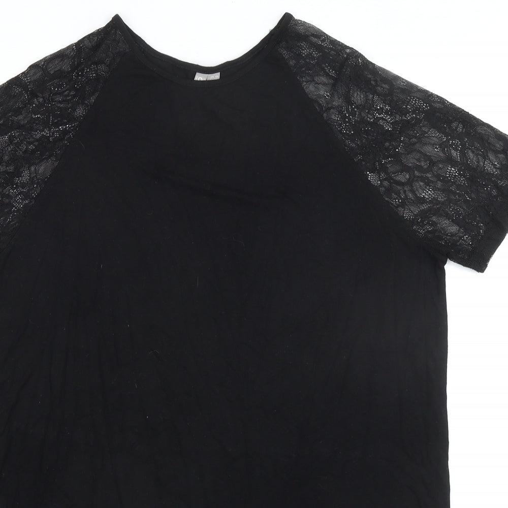 ASOS Womens Black Viscose T-Shirt Dress Size 10 Round Neck Pullover