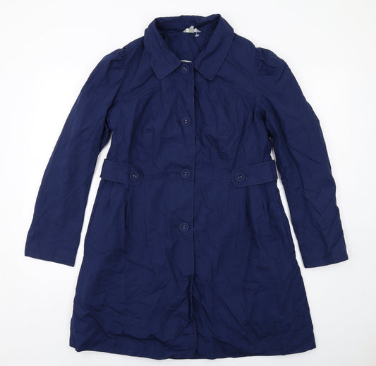 Marks and Spencer Womens Blue Pea Coat Coat Size 12 Button