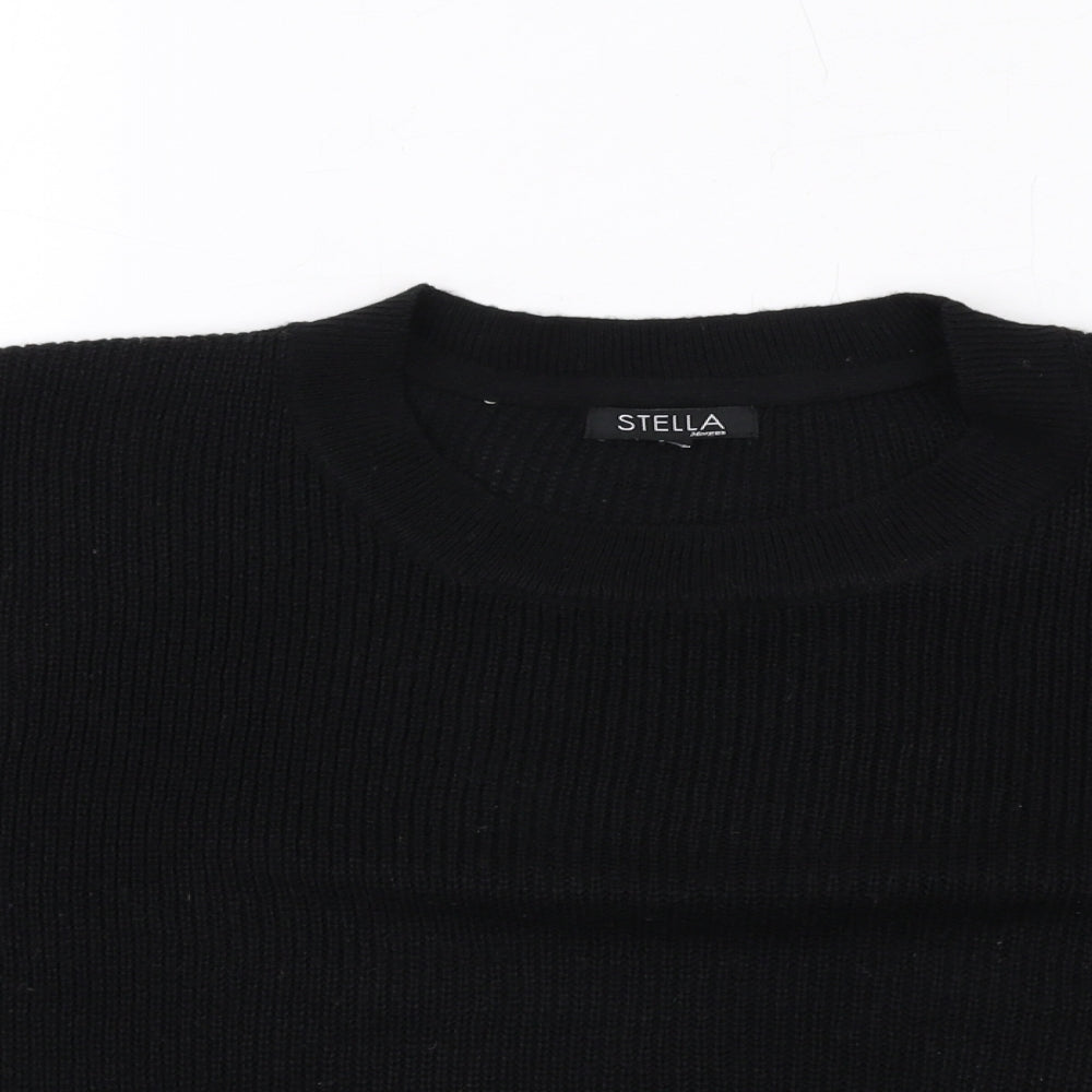Stella Morgan Womens Black Round Neck Acrylic Pullover Jumper Size 12