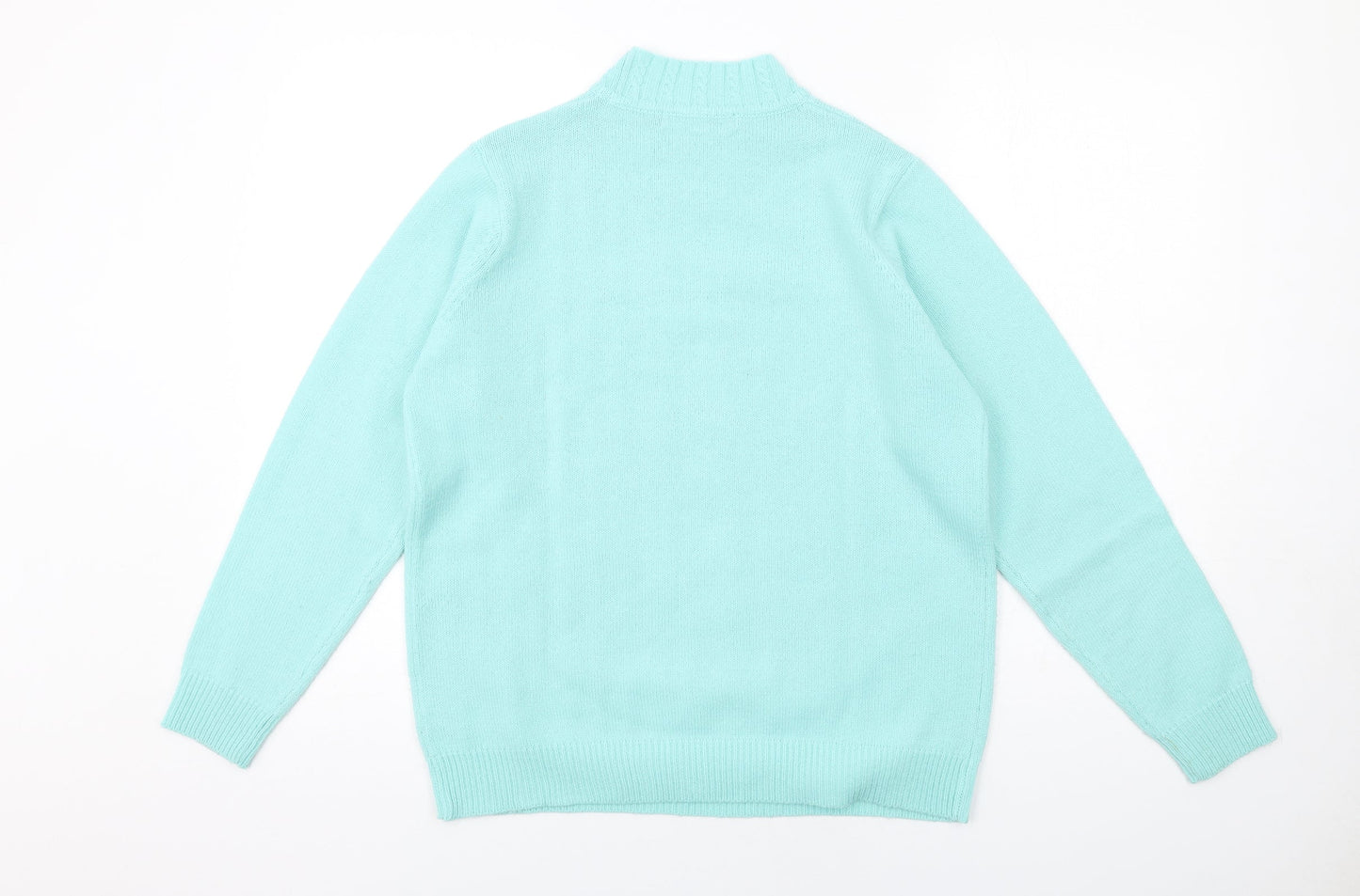 EWM Womens Blue Mock Neck Acrylic Pullover Jumper Size 14