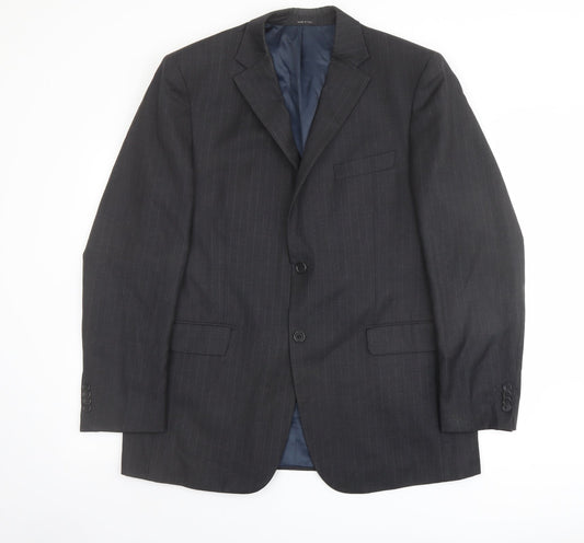 Marks and Spencer Mens Grey Striped Wool Jacket Suit Jacket Size 44 Regular