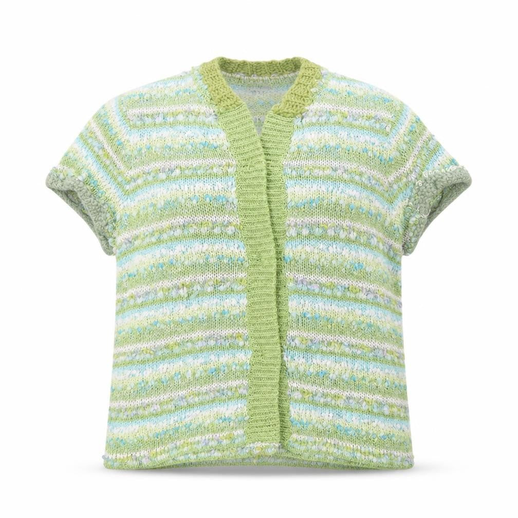 Donatella Maurizio Womens Green V-Neck Geometric Acrylic Cardigan Jumper Size XL