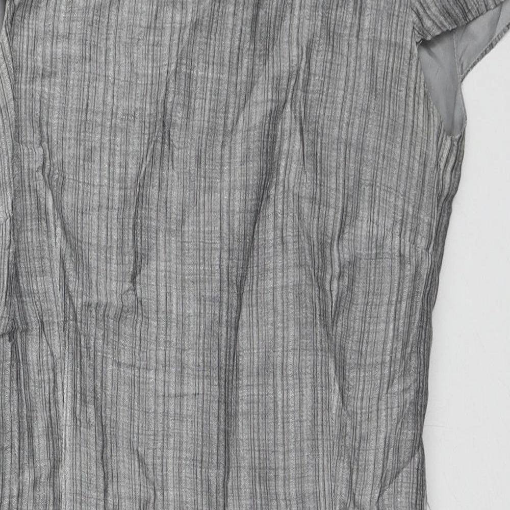 Minuet Womens Grey Striped Ramie Shift Size 8 Round Neck Zip