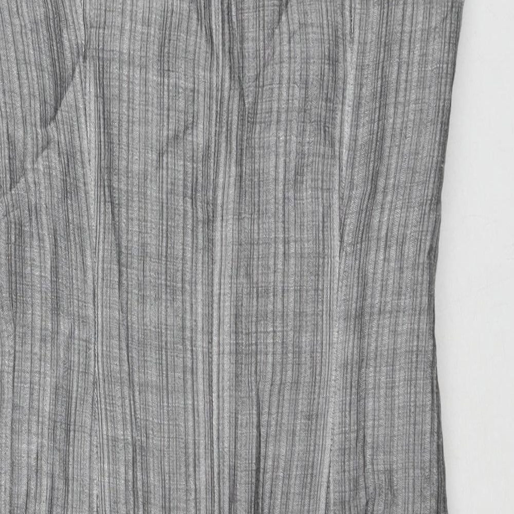 Minuet Womens Grey Striped Ramie Shift Size 8 Round Neck Zip