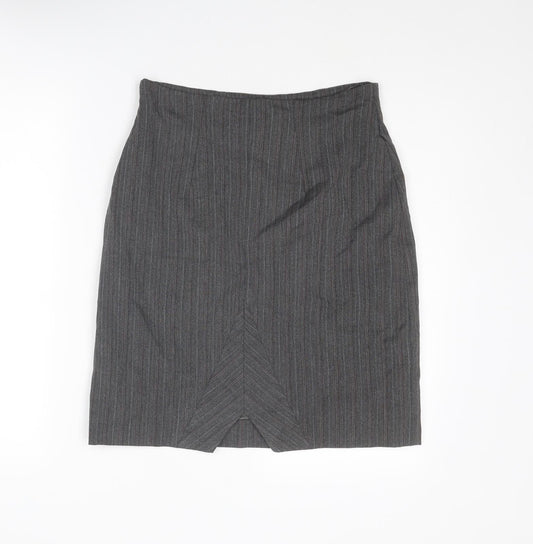 Cazz Womens Grey Striped Polyester Straight & Pencil Skirt Size 28 in Zip