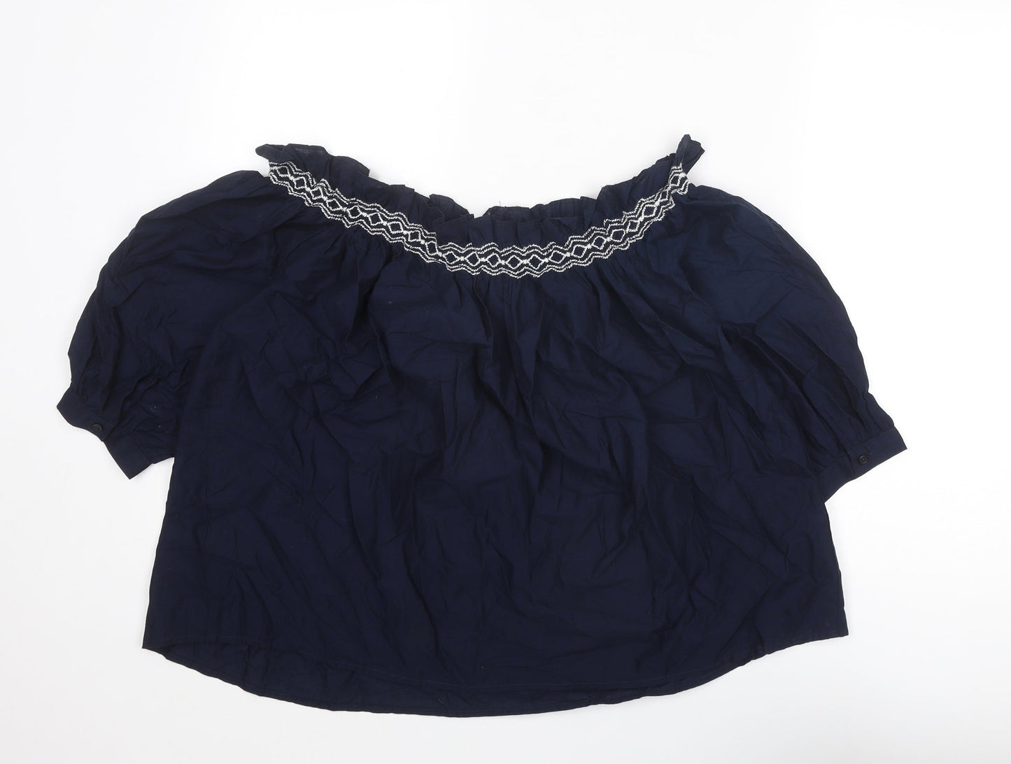 Marks and Spencer Womens Blue Polyester Basic Blouse Size 6 Boat Neck
