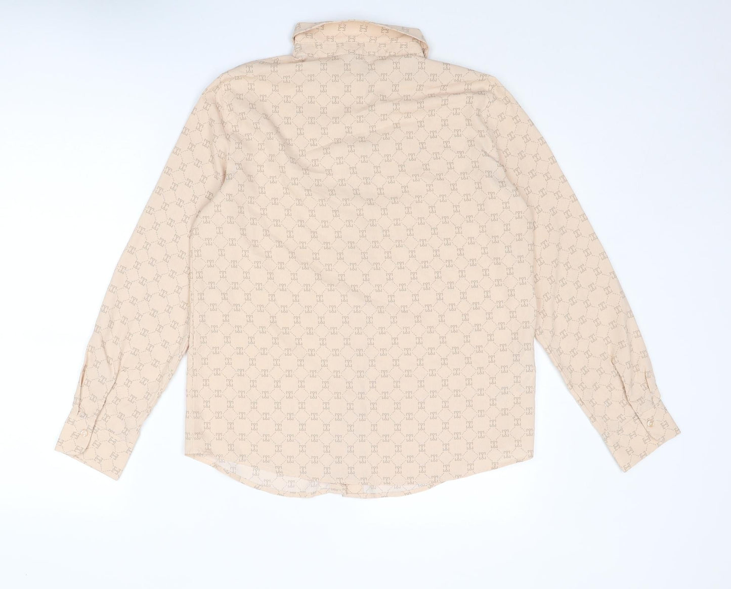 Mango Womens Pink Geometric Polyester Basic Button-Up Size 8 Collared