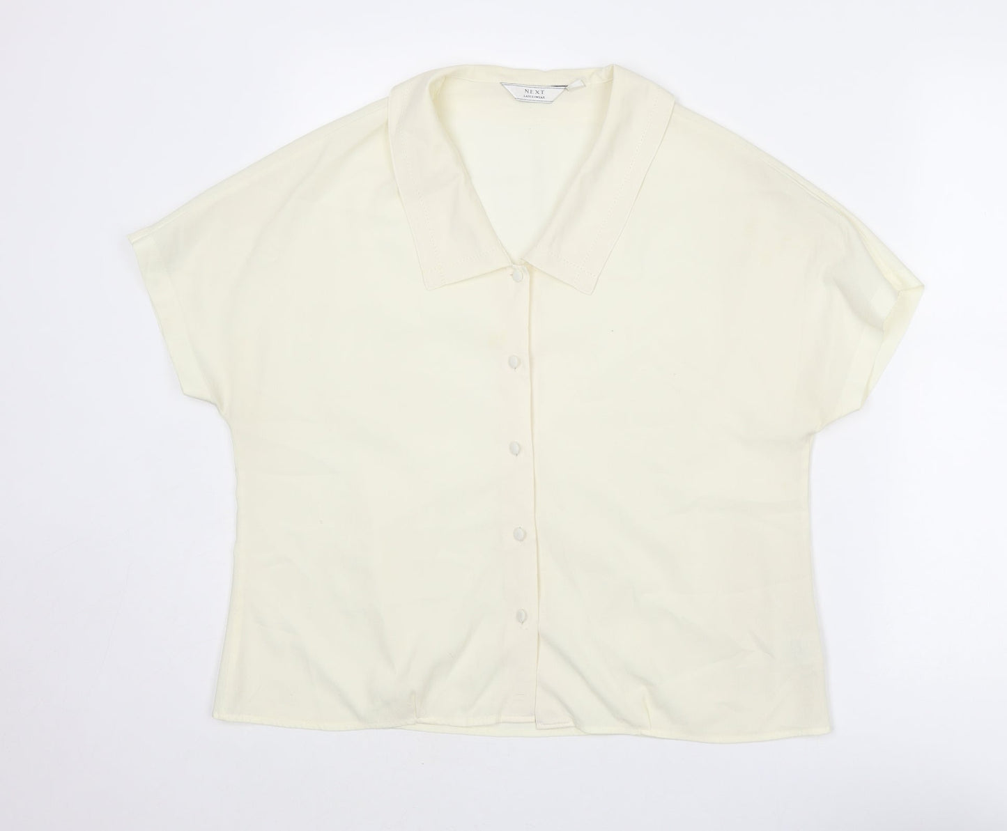 NEXT Womens Ivory Polyester Basic Button-Up Size 14 Collared