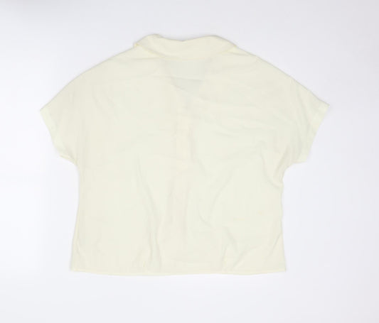 NEXT Womens Ivory Polyester Basic Button-Up Size 14 Collared