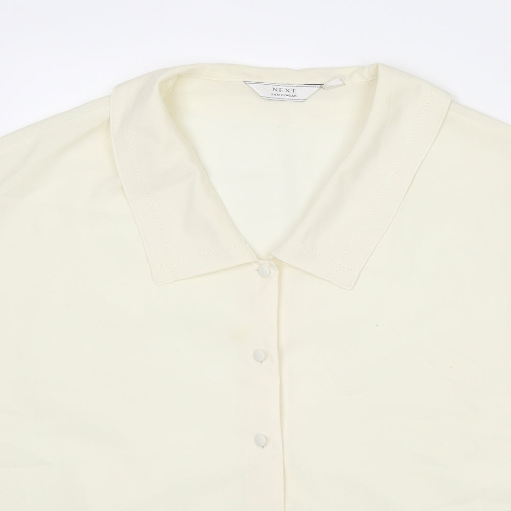 NEXT Womens Ivory Polyester Basic Button-Up Size 14 Collared