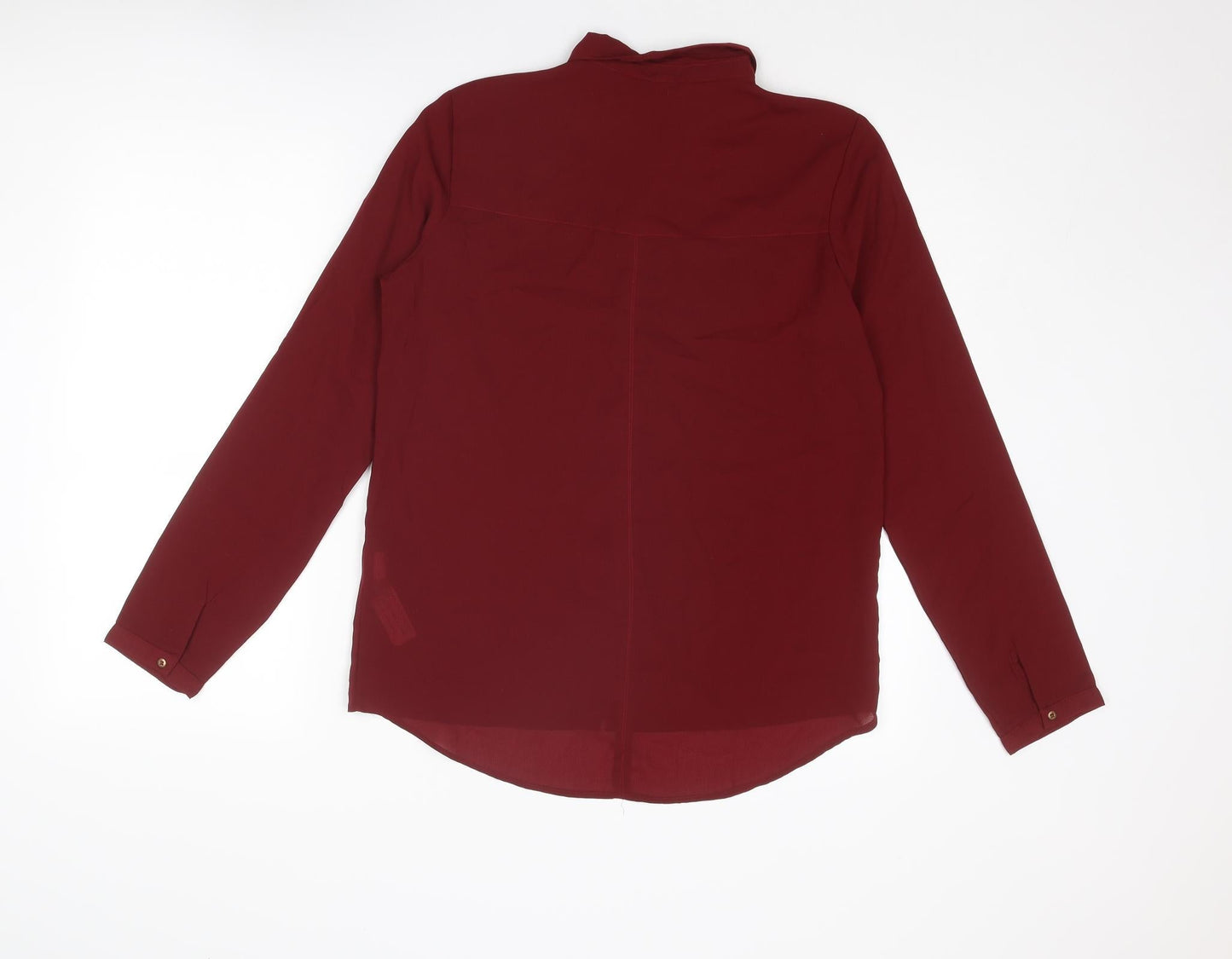 Stradivarius Womens Red Polyester Basic Button-Up Size M Collared