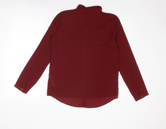 Stradivarius Womens Red Polyester Basic Button-Up Size M Collared