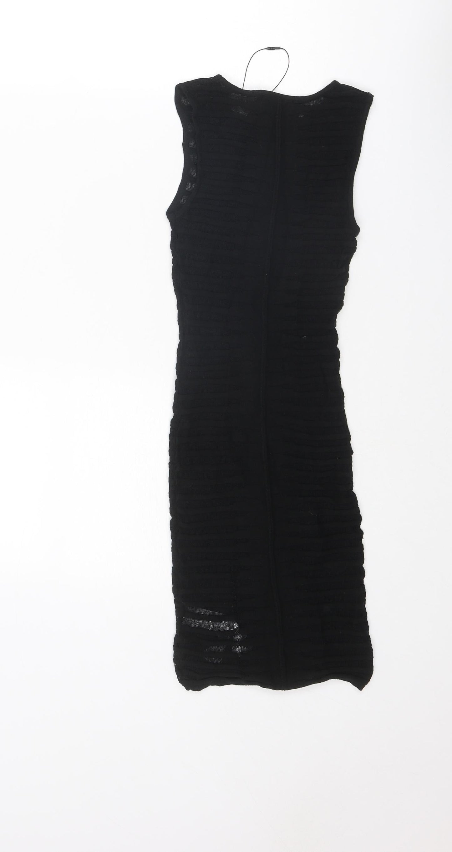 Bershka Womens Black Striped Viscose Bodycon Size XS Round Neck Pullover