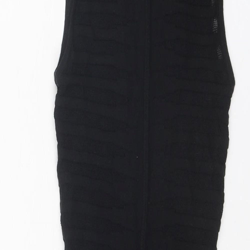 Bershka Womens Black Striped Viscose Bodycon Size XS Round Neck Pullover