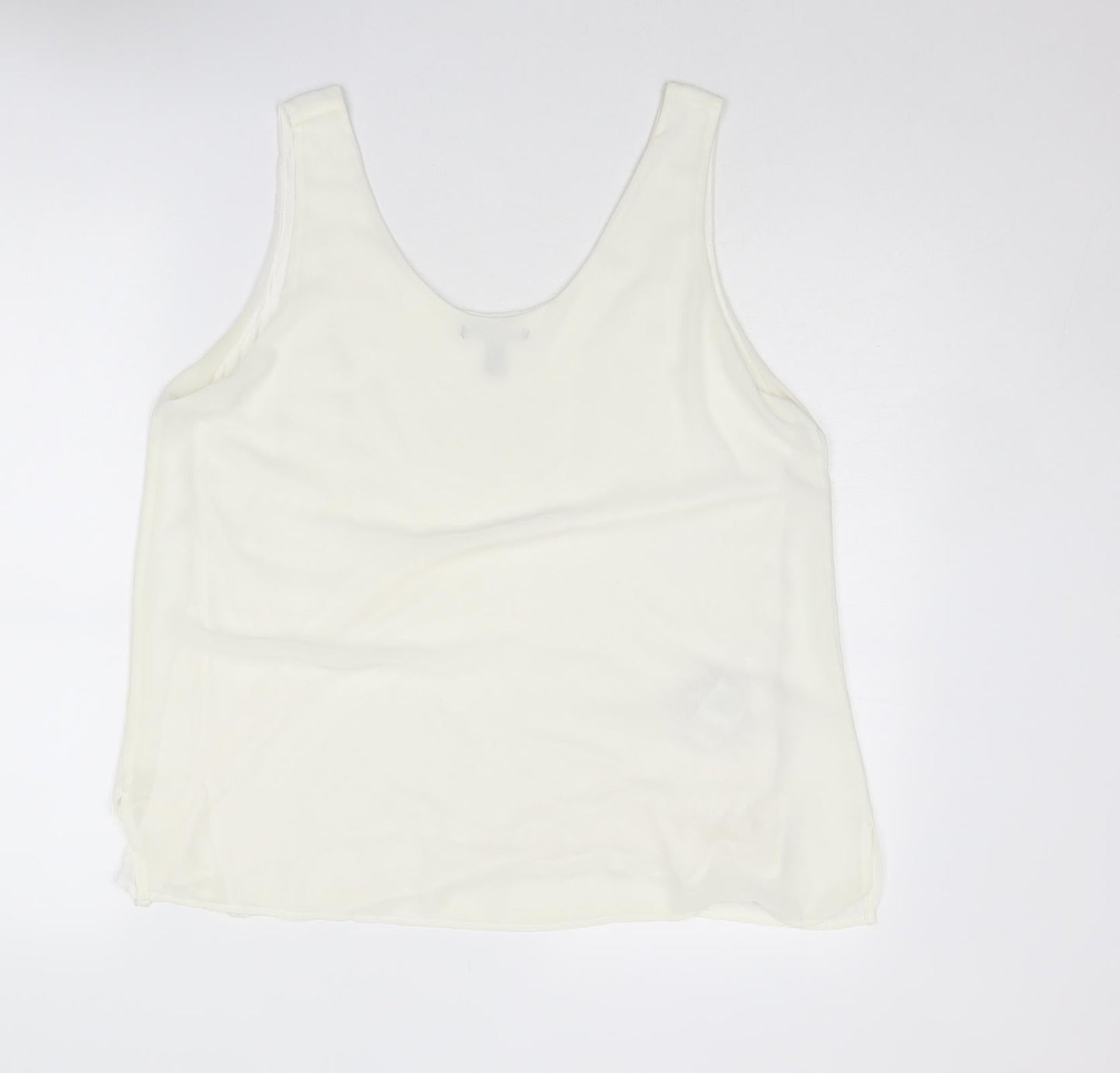 Mango Womens Ivory Polyester Basic Tank Size XL Scoop Neck