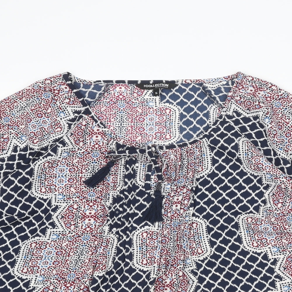 Debenhams Womens Multicoloured Floral Polyester Basic Blouse Size 16 Round Neck