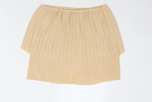 Buuns Bazaar Womens Beige Polyester Pleated Skirt Size 8