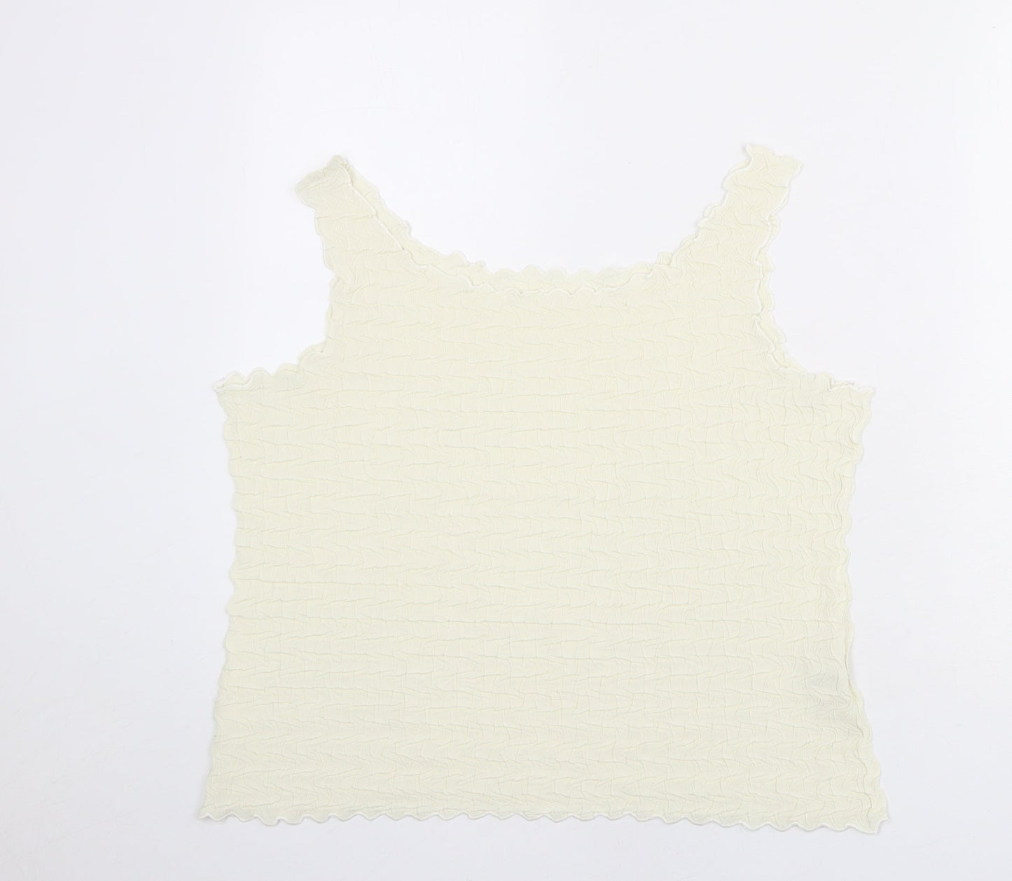 Chanti Womens Ivory Polyester Basic Tank Size L Round Neck