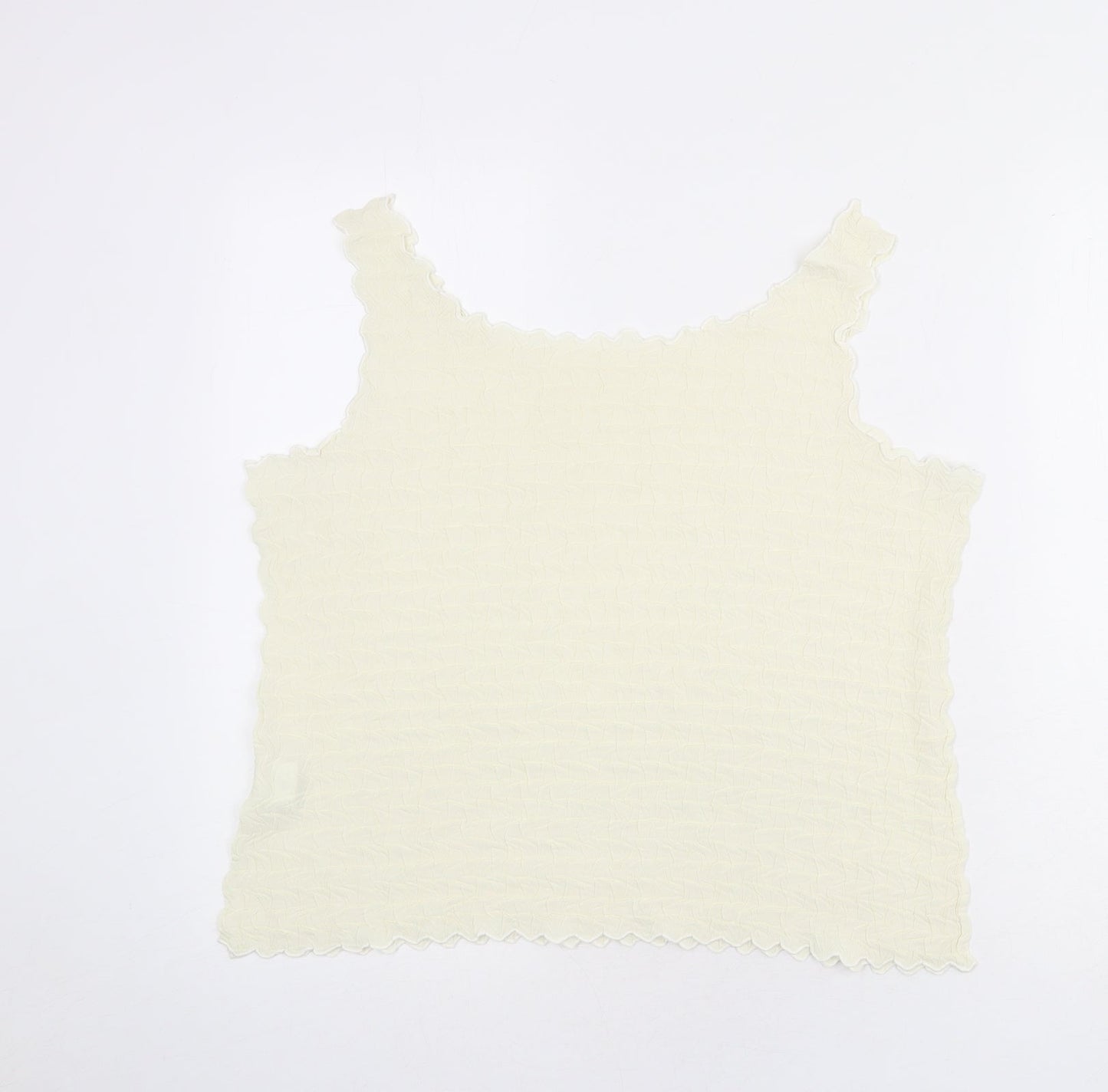 Chanti Womens Ivory Polyester Basic Tank Size L Round Neck