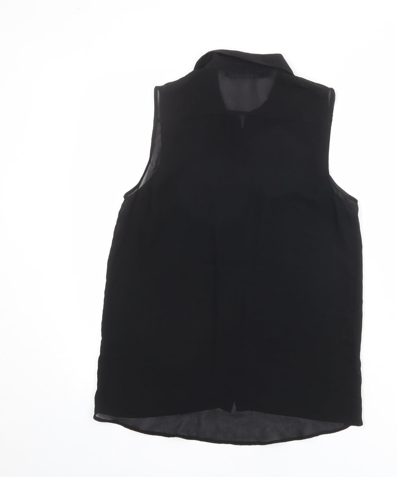 Zara Womens Black Polyester Basic Button-Up Size XS Collared