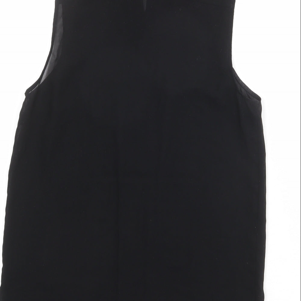 Zara Womens Black Polyester Basic Button-Up Size XS Collared