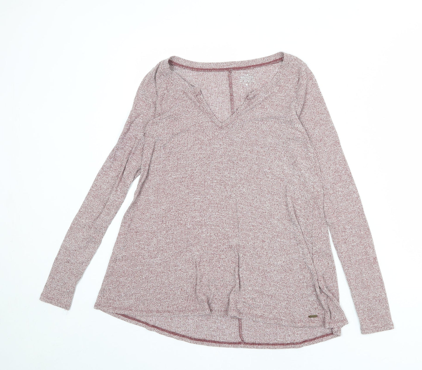 Hollister Womens Red Polyester Basic T-Shirt Size XS V-Neck