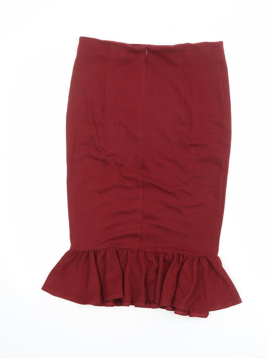 Traffic People Womens Red Polyester Trumpet Skirt Size S Zip