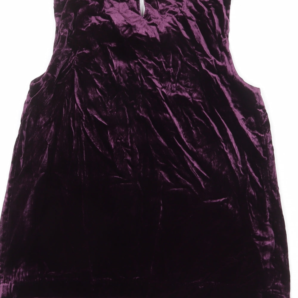 Crew Clothing Womens Purple Viscose Basic Blouse Size 10 Boat Neck