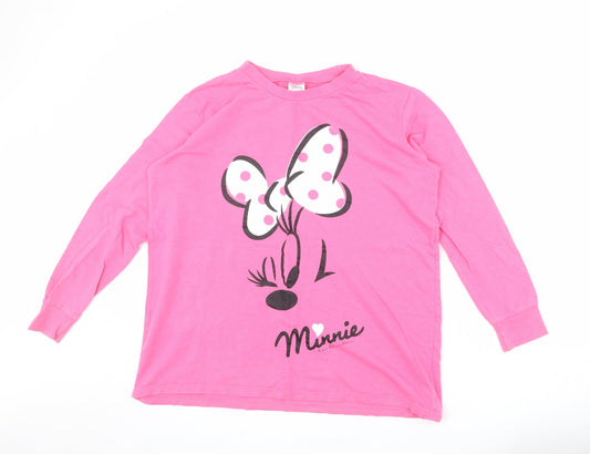 Disney Womens Pink 100% Cotton Basic T-Shirt Size M Crew Neck - Minnie Mouse